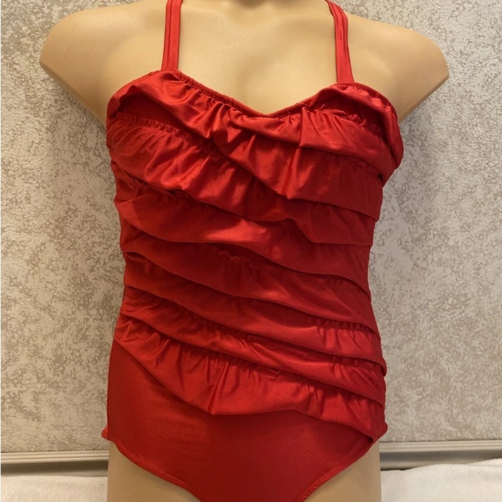 Albion Women's Red Ruffled One Piece